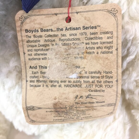 BOYDS BEAR Hubbard W Growler White Bear Artisan Series Jointed *Growler Broken* - Picture 10 of 10